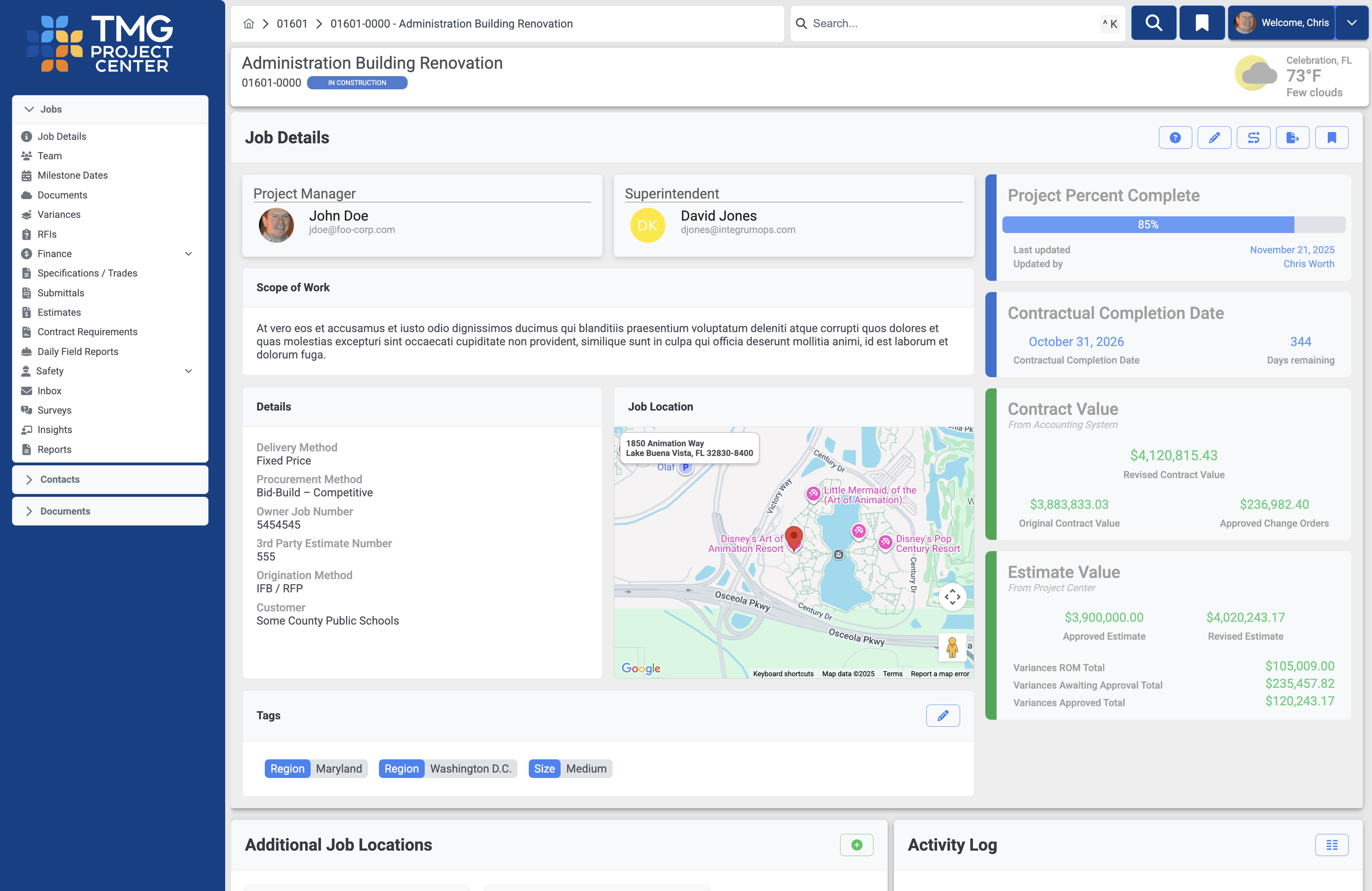 Comprehensive job details view