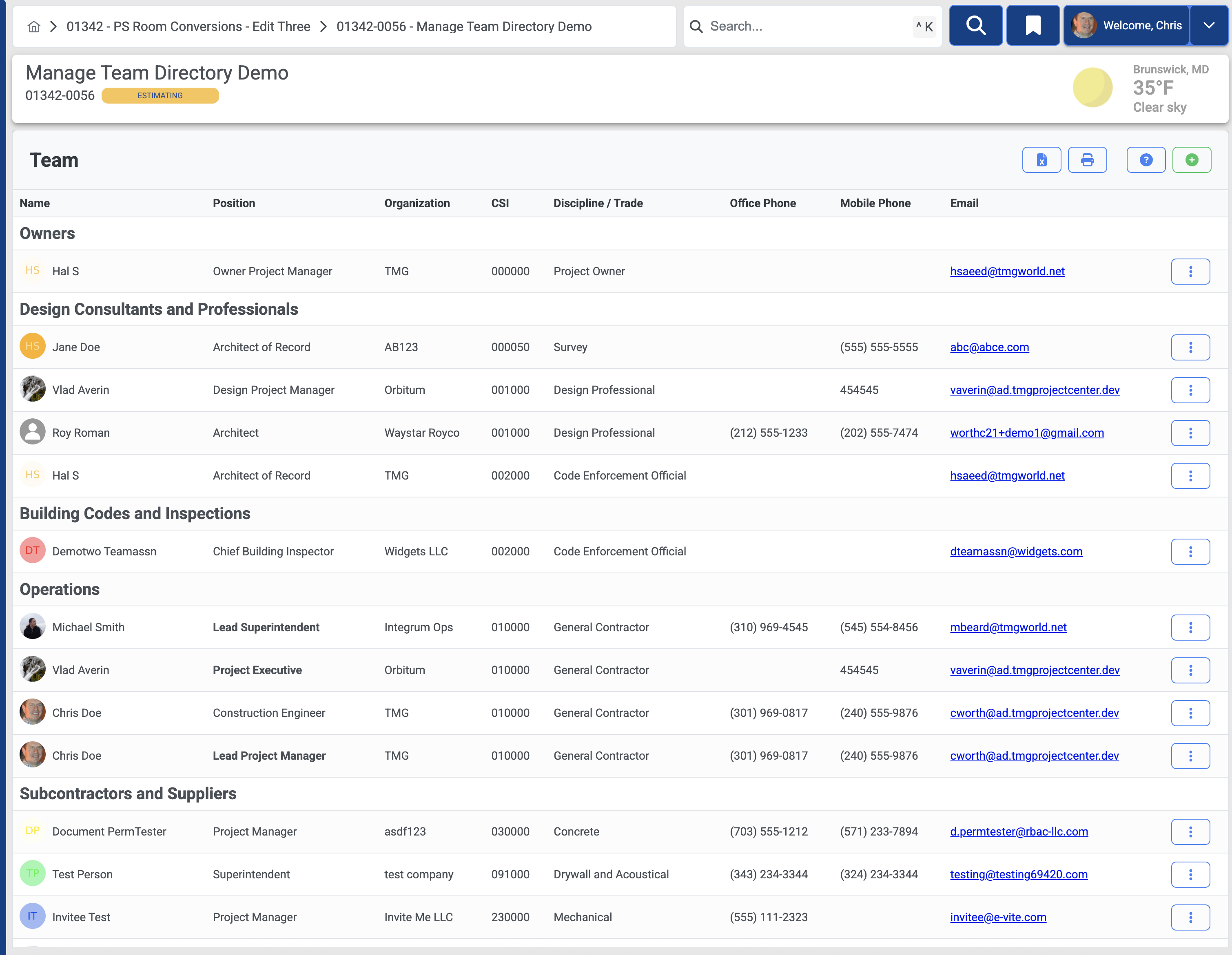 Team collaboration interface
